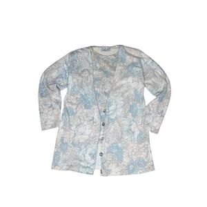 Gabriella T. Made in Italy Cardigan Women’s Small Blue Gray Floral Button Front